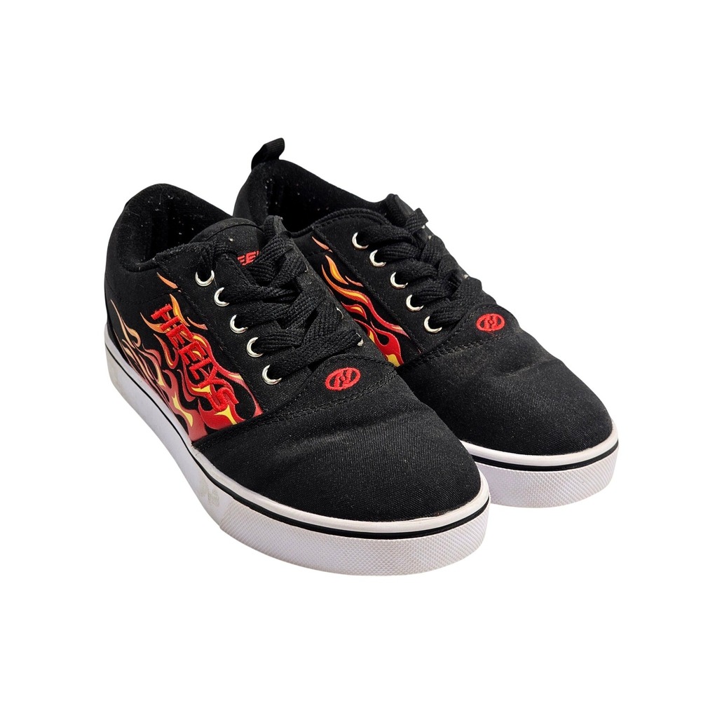 Heelys‎ Pro 20 Prints Kids 6 Black Red Flame Canvas Roller Skate Shoes Sneakers